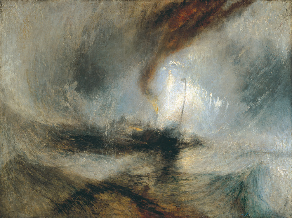 "Tempête de Neige" exposé en 1842 de J.W. Turner Snow Storm - Steam-Boat off a Harbour's Mouth making Signals in Shallow Water, and going by the Lead